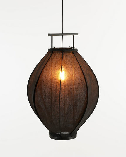 Pego Hanglamp - H73 x Ø54 cm - Linnen - Zwart