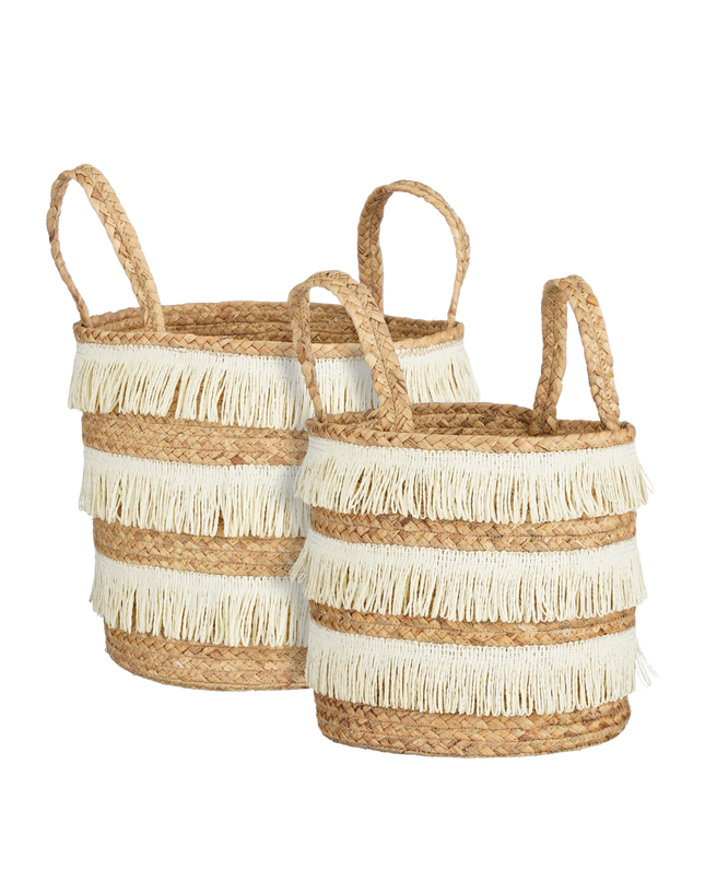 Opbergmand - Set van 2 - H30 x Ø32 cm - Waterhyacint - Bruin