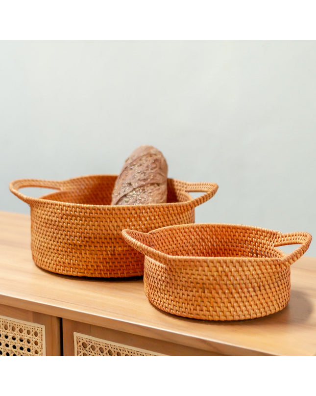 Kleine rotan opbergmand Decoratieve mand SUWARI (2 maten), geweldig als Breasmand of fruitschaal