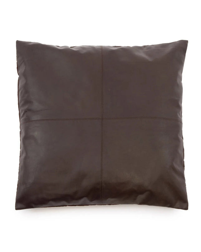 De leren kussenhoes met vier panelen - Choco - 60x60
