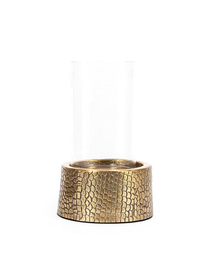 De Croco Kaarsenhouder met Glas - Messing - M
