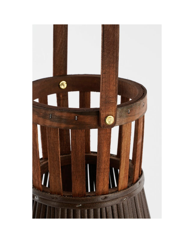 Cosmo Lantaarn - H38 x Ø15 cm - Gerecycled polyester - Donkerbruin