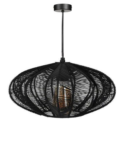 Kanti Hanglamp - H17 x Ø31 cm - Metaal - Zwart