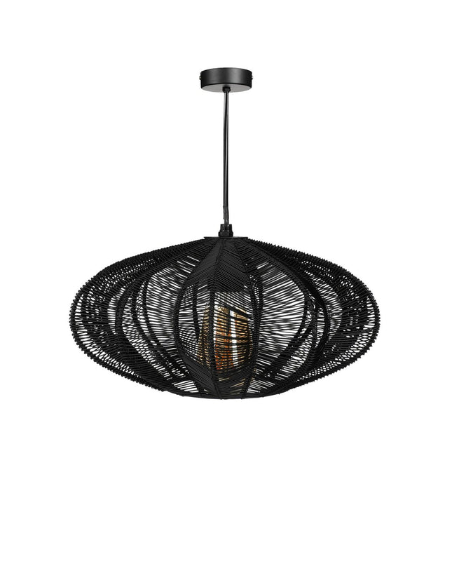 Kanti Hanglamp - H17 x Ø31 cm - Metaal - Zwart