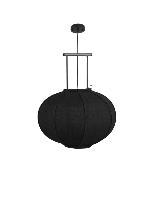 Pego Hanglamp - H55 x Ø50 cm - Linnen - Zwart