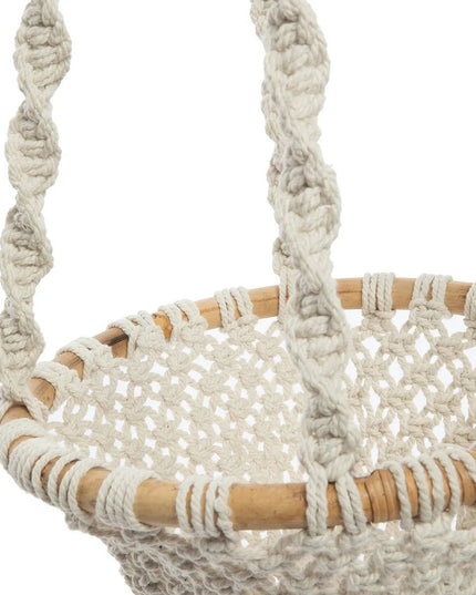 De Gedraaide Macramé Plantenhouder - Natuurlijk Wit - L