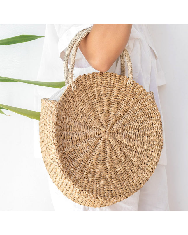 Ronde tas gemaakt van geweven zeegras MENARA