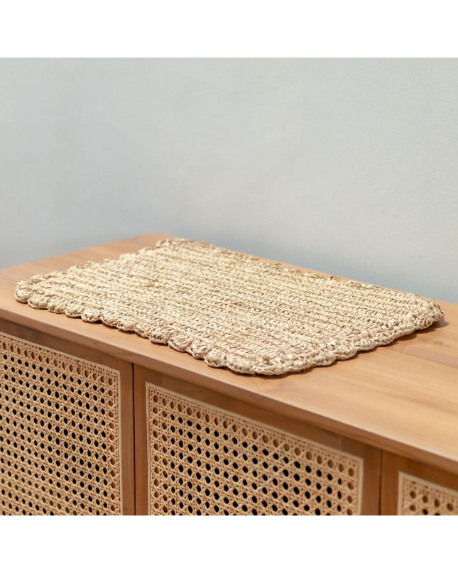 Placemat (set van 2, 4 of 6) 50x30 cm | Rechthoekige Boho Placemat KUARA Geweven van Raffia
