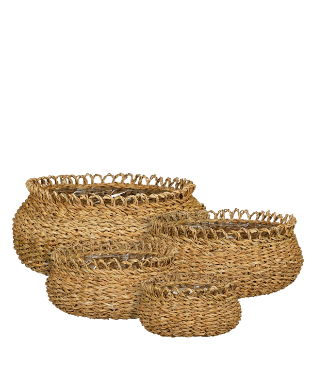 Gourdon Plantenmand - Set van 4 - H17 x Ø31 cm - Bruin