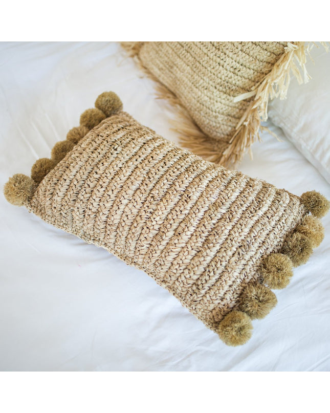 Sierkussen met vulling | Decoratief Kussen | Sofa Kussen SANUR gemaakt van Raffia
