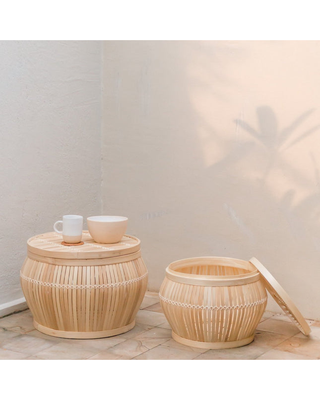 Bijzettafel | Salontafel | Tafelmand BATAVIA van Bamboe (2 maten)