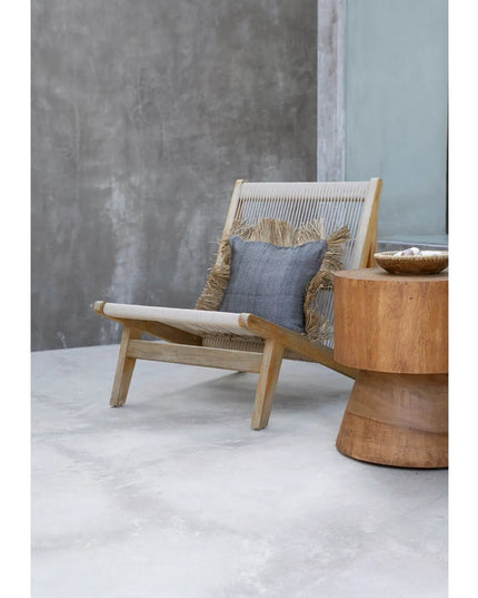 De Katoenen Bonita Kussenhoes - Naturel Zwart - 60x60