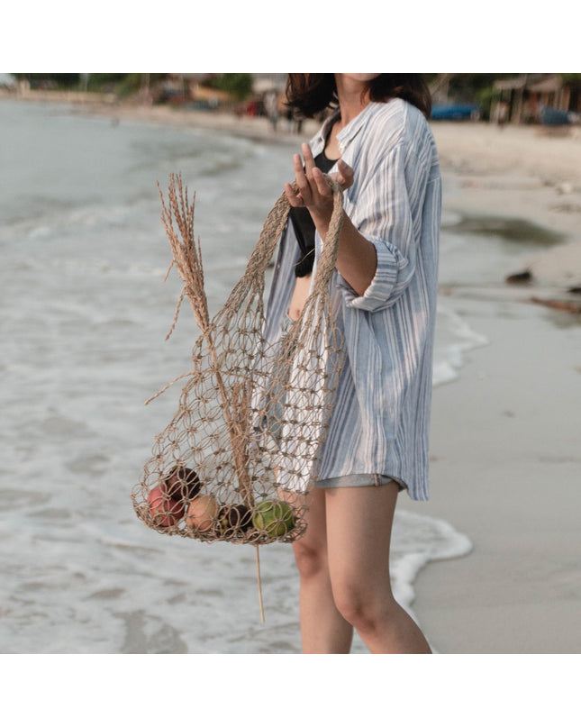 Tas van raffiakoord | Handgeweven herbruikbare boodschappentas Lichte draagtas | Handgeweven boodschappentas JEMARI