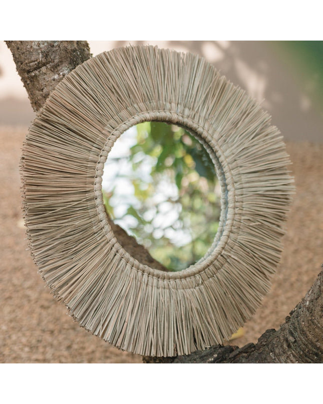Wandspiegel van Zeegras Rond met 60 cm Diameter RIMBA