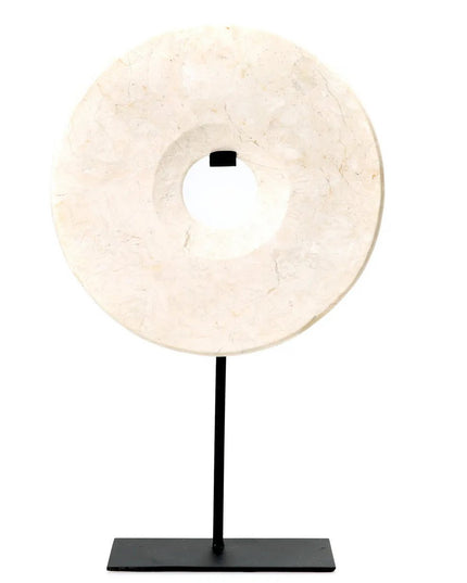 The Marble Disc on Stand - Wit - L