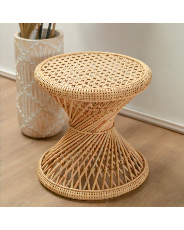 Rotan bijzettafel | Salontafel | Ronde salontafel LUHU Ø45 cm Beige