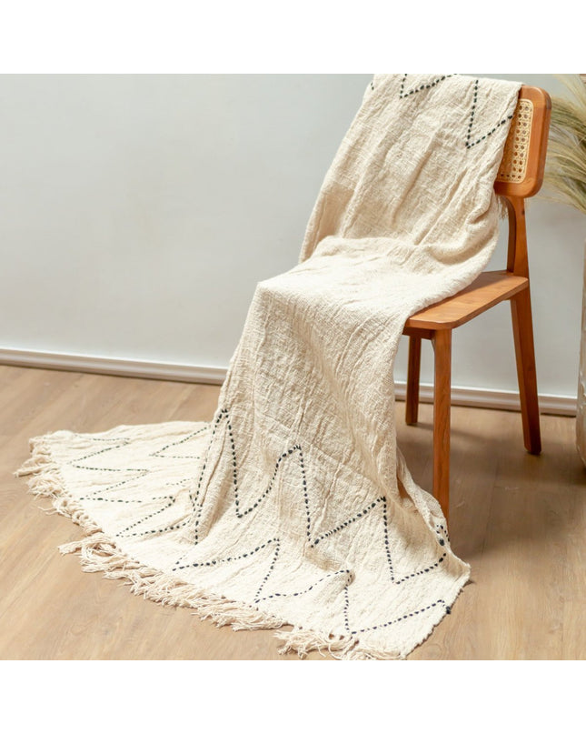 Katoenen deken | Sprei | Bedovertrek | Bankdeken 140x200 cm LINGGAH Handgeweven van katoen