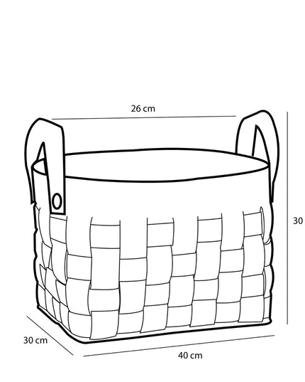 Opbergmand - Set van 3 - L40 x B30 x H30 cm - Kurk/Vilt - Zwart