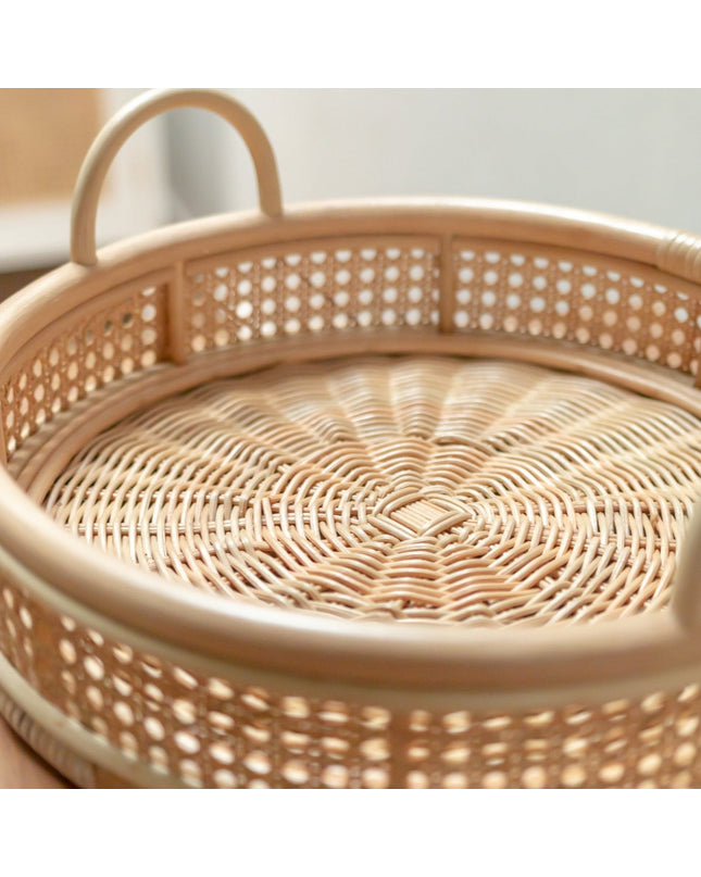 Dienblad Neira - Rotan - Beige - Rond Ø40 cm