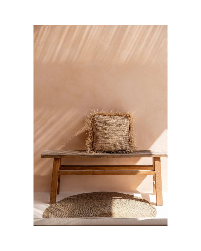 De Raffia Kussenhoes Vierkant - Naturel - 60x60