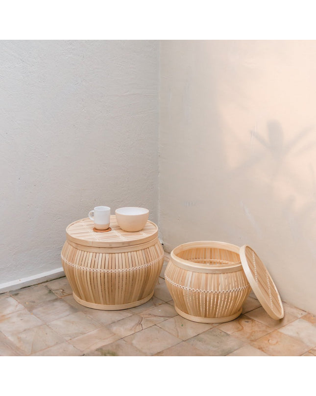 Bijzettafel | Salontafel | Tafelmand BATAVIA van Bamboe (2 maten)