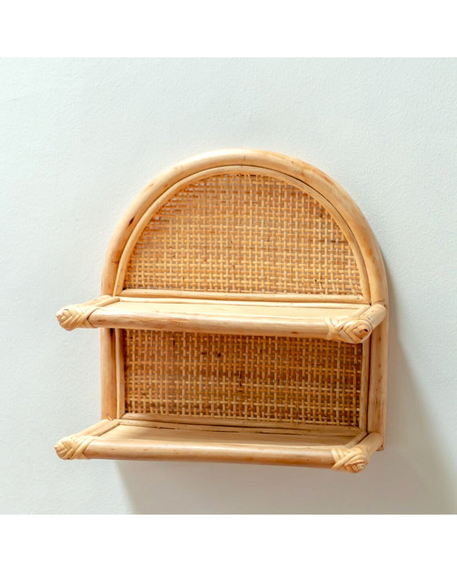 Rotan Wandplank 30x30 cm | Hangend plankje TIASA beige