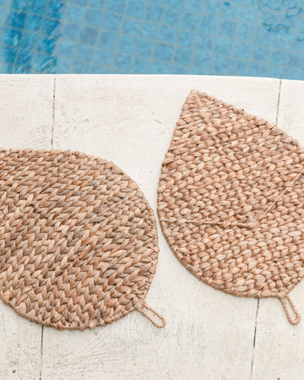 Placemat bladvormig (Set van 2, 4 of 6) 48 cm | Boho Tafelmat DITU gemaakt van Waterhyacint