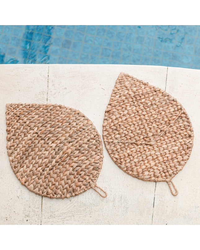 Placemat bladvormig (Set van 2, 4 of 6) 48 cm | Boho Tafelmat DITU gemaakt van Waterhyacint