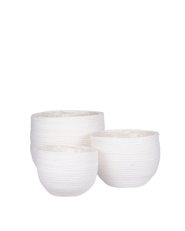 Jorck Plantenmand - Set van 3 - H24 x Ø26 cm - Off White