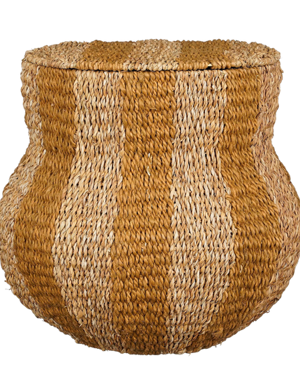 Tacoma Opbergmand met Deksel - H47 x Ø50 cm - Jute - Geel