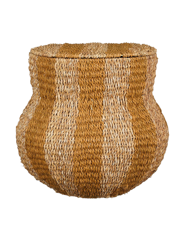 Tacoma Opbergmand met Deksel - H47 x Ø50 cm - Jute - Geel