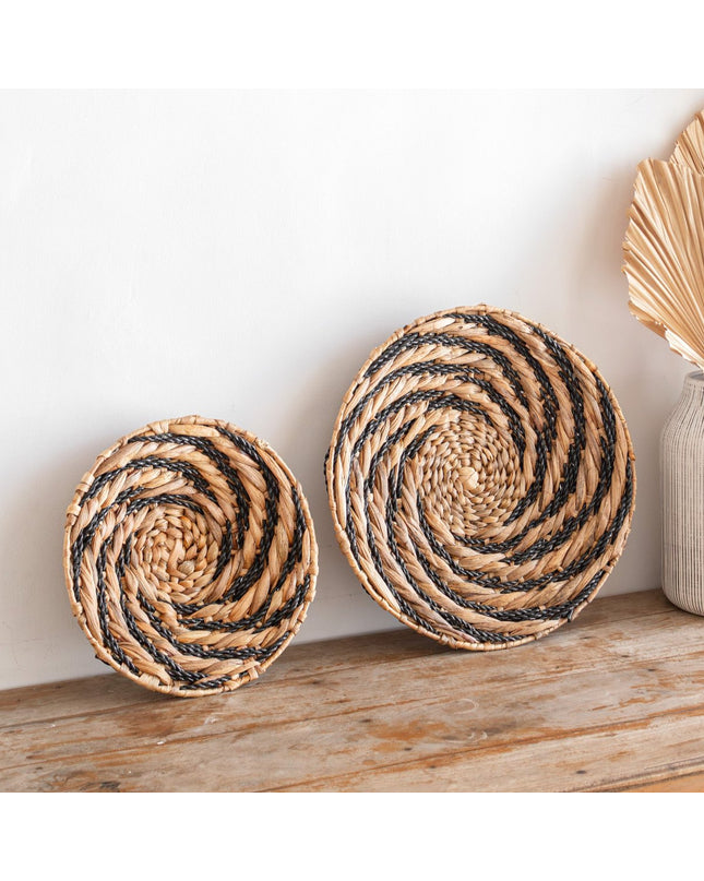 Ronde wandmand of decoratieve schaal BANDUNG van waterhyacint (2 maten)