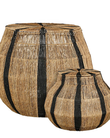 Liliano Mand - Set van 2 - H48 x Ø50 cm - Jute - Zwart