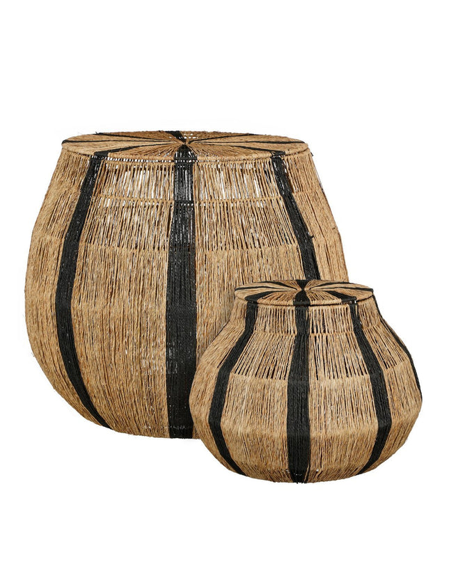 Liliano Mand - Set van 2 - H48 x Ø50 cm - Jute - Zwart
