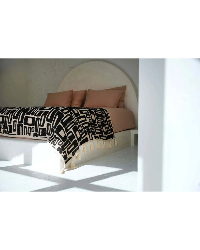 De Aztec Bedsprei - Natuurlijk Zwart