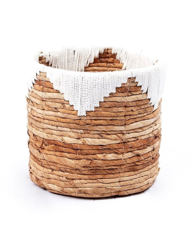 Kleine zeegrasmand MENIK | Plantenmand | Geweven Boho-mand | Plantenbak | Ronde bloemenmand | Macramé mand