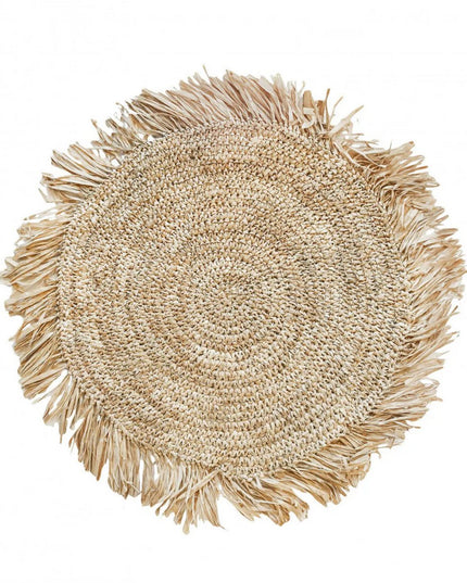 De Fringe Raffia Placemat Round - Naturel