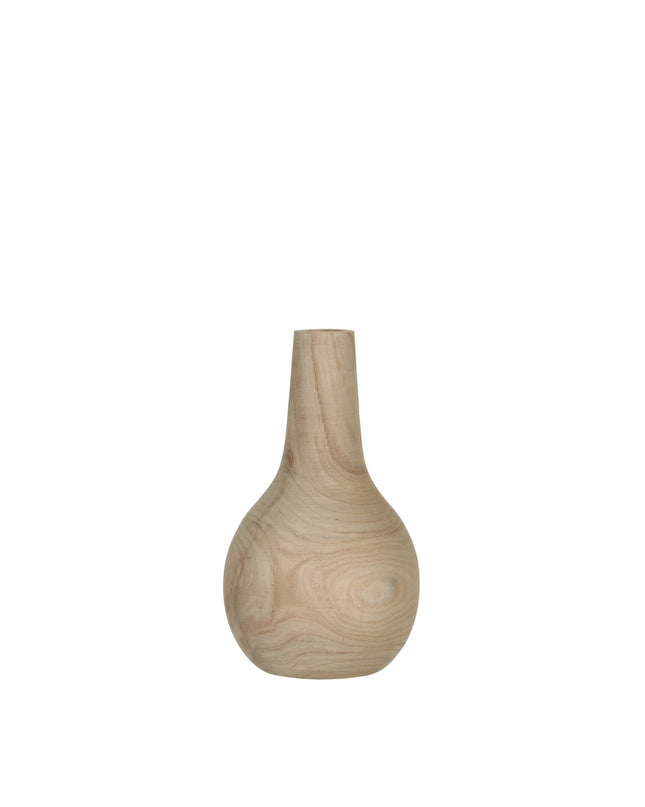Pia Vaas - H28 x Ø16 cm - Paulownia Hout - Lichtbruin