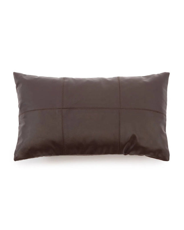 De leren kussenhoes met zes panelen - Choco - 30x50