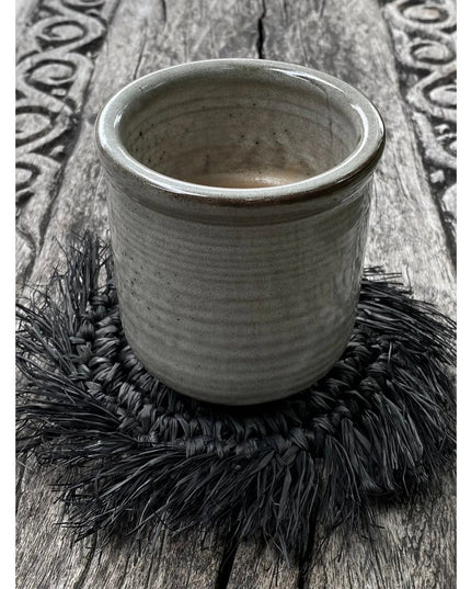 The Fringe Raffia Coaster - Zwart