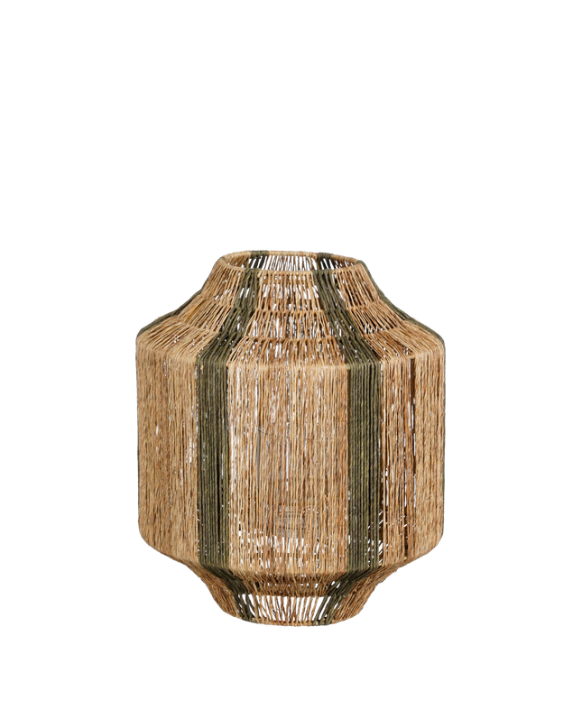 Liliano Lantaarn - H36 x Ø30 cm - Jute - Donkergroen