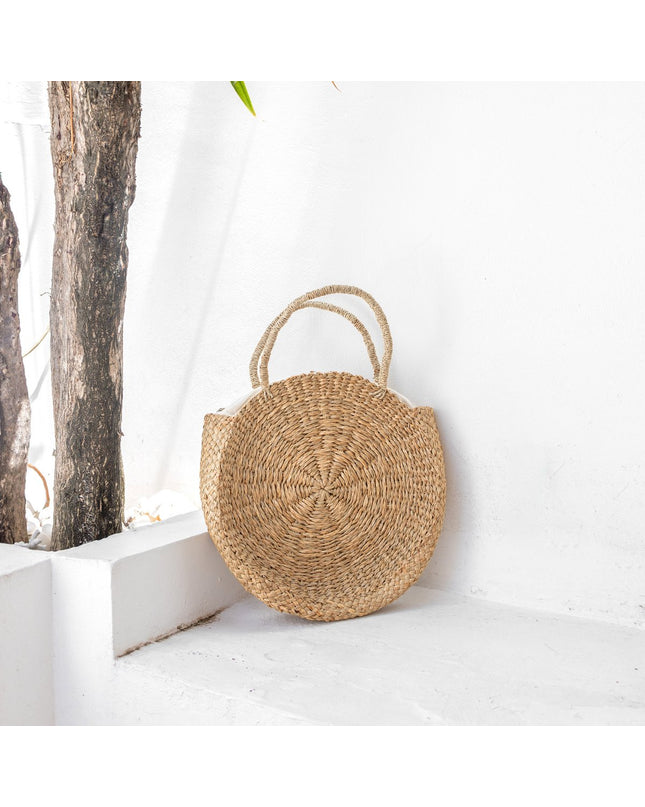 Ronde tas gemaakt van geweven zeegras MENARA