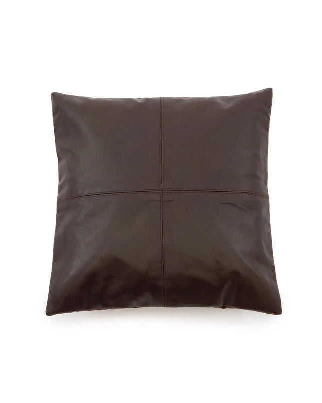 De leren kussenhoes met vier panelen - Choco - 40x40