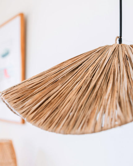 Boho lampenkap – grote raffia plafondlamp – natuurlijke hanglamp – handgemaakte plafondlamp gemaakt van raffia TAMPAH (Ø 53 cm)