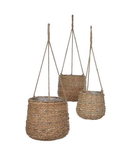 Avalon Hangpot - Set van 3 - H90 x Ø30 cm - Zeegras - Lichtbruin