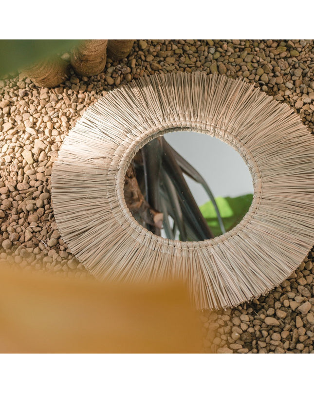 Wandspiegel van Zeegras Rond met 60 cm Diameter RIMBA