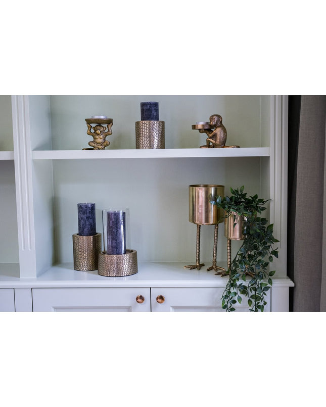 De Croco Kaarsenhouder met Glas - Messing - M