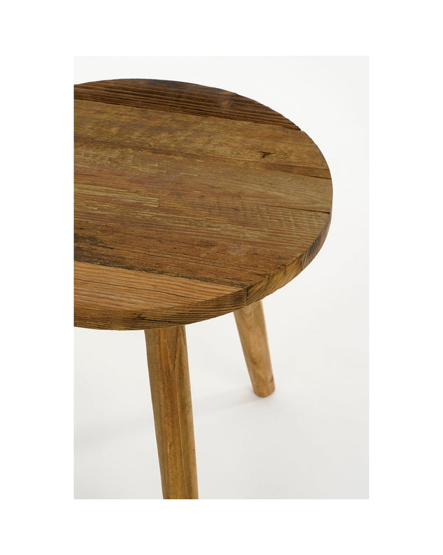 Bold Bijzettafel - H36 x Ø33 cm - Gerecycled Hout - Bruin