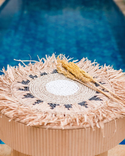 Placemat PAGU (set van 2, 4 of 6) 45 cm | Boho Placemat met Franjes gemaakt van Raffia