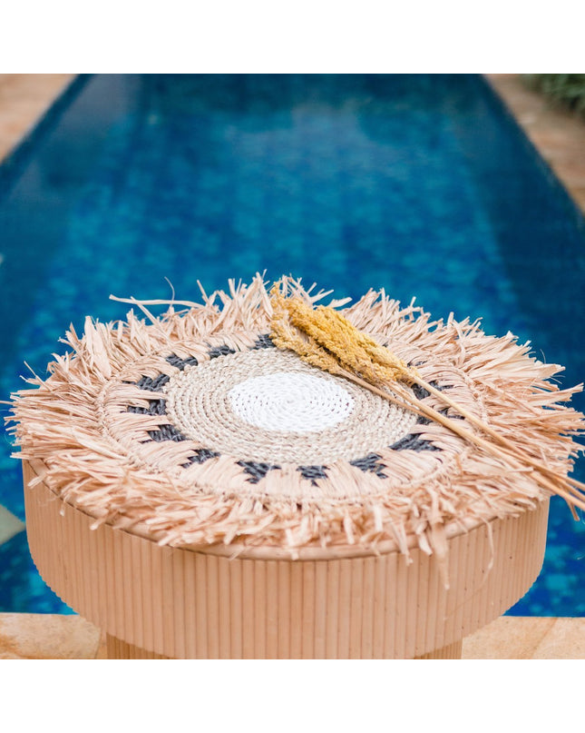 Placemat PAGU (set van 2, 4 of 6) 45 cm | Boho Placemat met Franjes gemaakt van Raffia